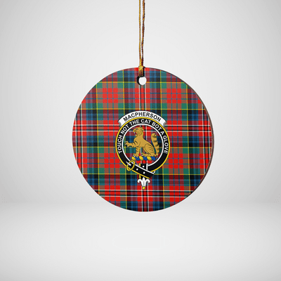 Clan MacPherson Ancient Tartan Crest Round Ceramic Ornament