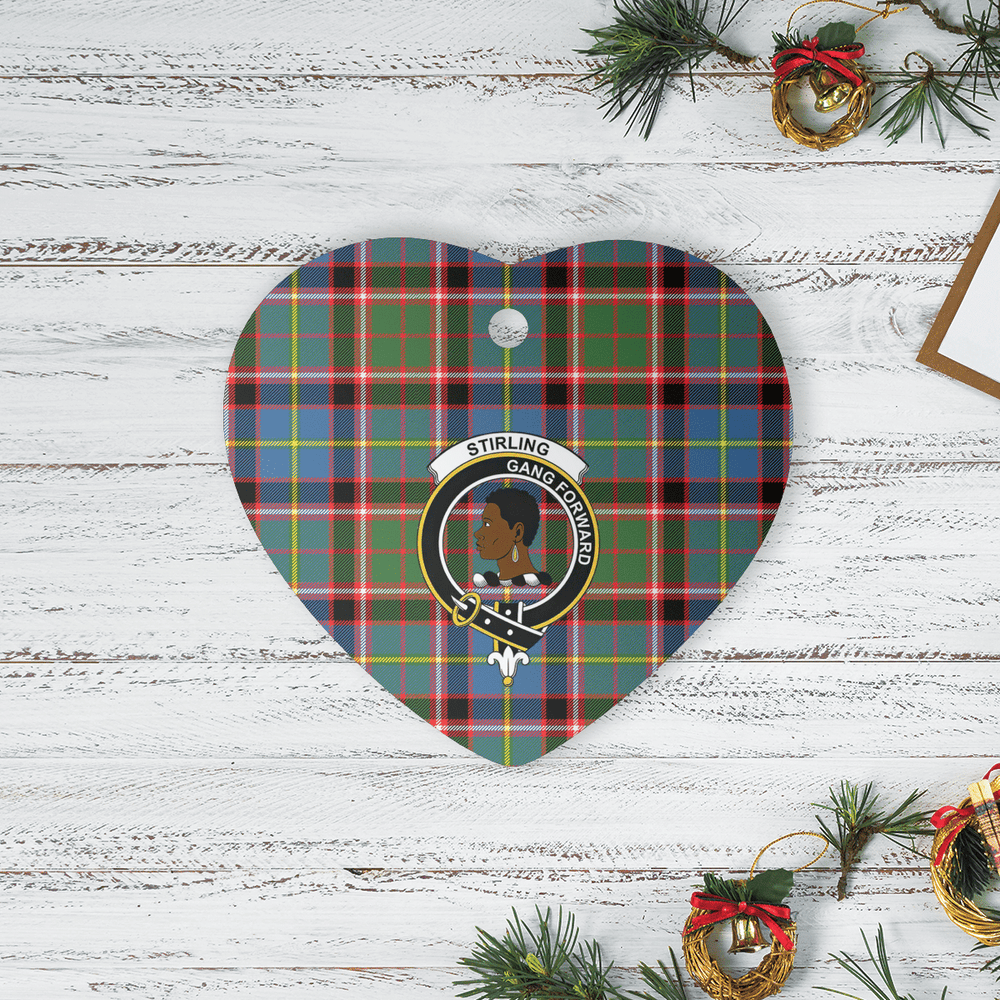 Clan Stirling (of Keir) Tartan Crest Heart Ceramic Ornament JD87 Stirling (of Keir) Tartan Tartan Christmas