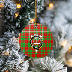 Clan Grierson Tartan Crest Round Ceramic Ornament HU85 Grierson Tartan Tartan Christmas