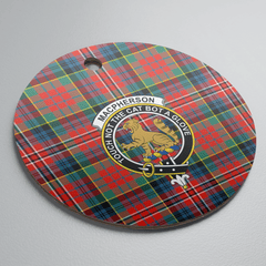 Clan MacPherson Ancient Tartan Crest Round Ceramic Ornament VO97 MacPherson Ancient Tartan Tartan Christmas