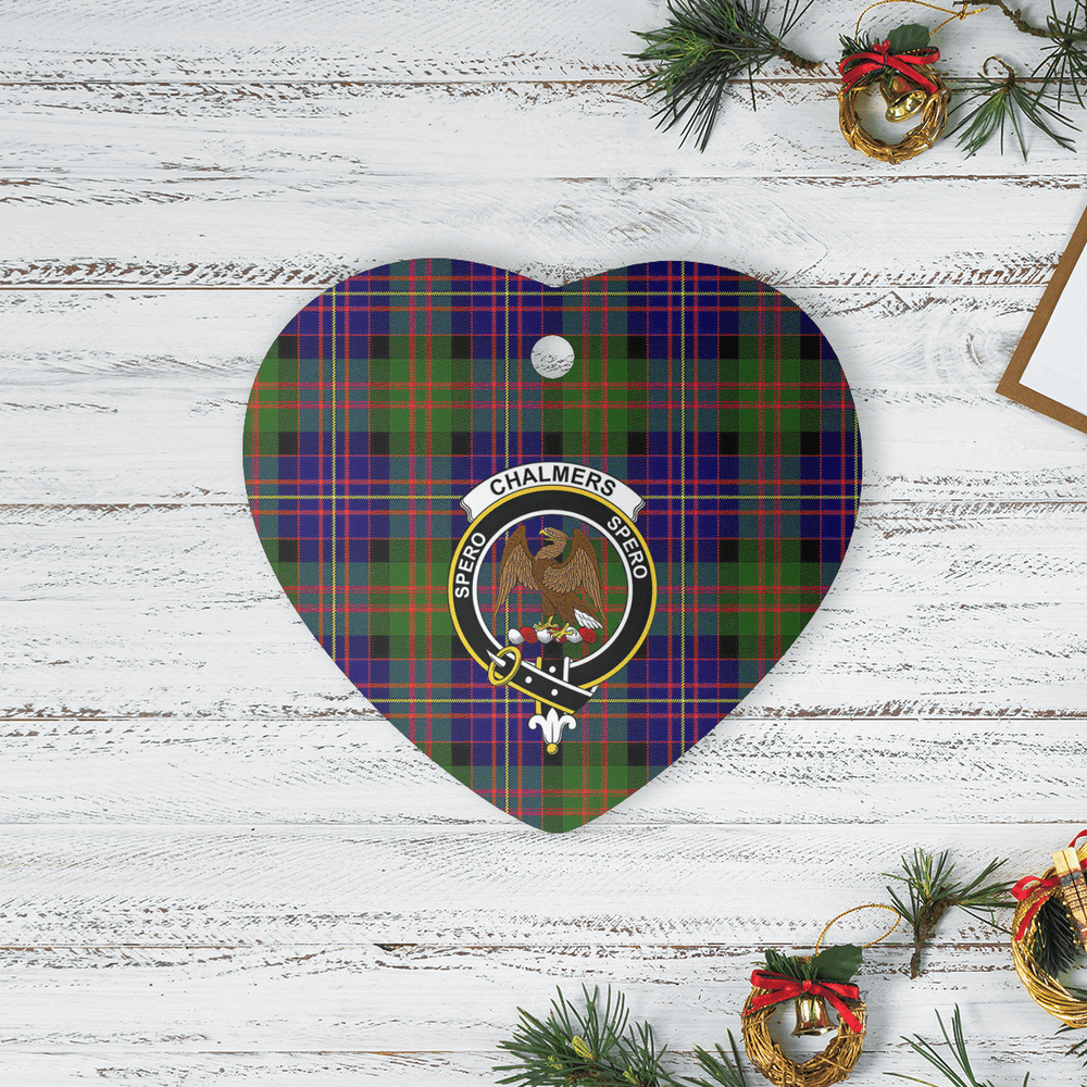 Clan Chalmer Tartan Crest Heart Ceramic Ornament YF22 Chalmer Tartan Tartan Christmas
