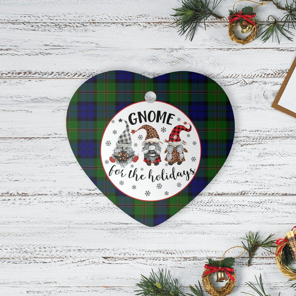Clan Dundas Modern Tartan Tartan Crest Gnome Heart Ceramic Ornament GA82 Dundas Modern Tartan Tartan Christmas