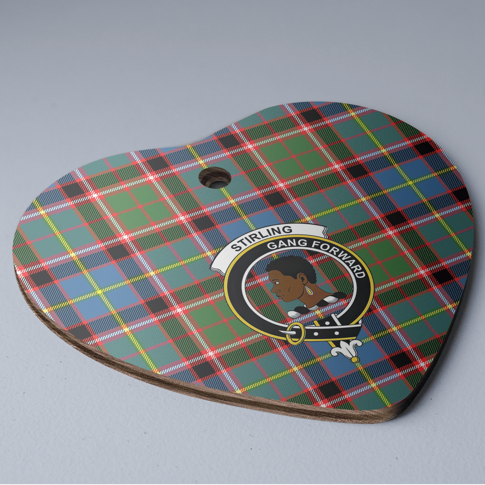 Clan Stirling (of Keir) Tartan Crest Heart Ceramic Ornament JD87 Stirling (of Keir) Tartan Tartan Christmas