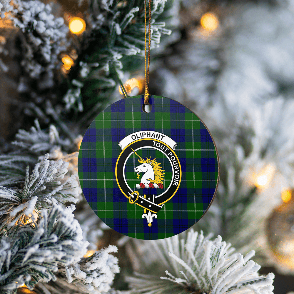 Clan Oliphant Modern Tartan Crest Round Ceramic Ornament XN76 Oliphant Modern Tartan Tartan Christmas