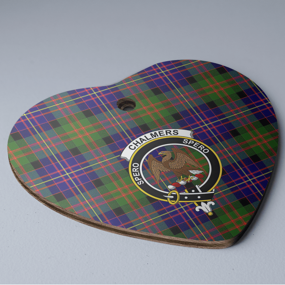 Clan Chalmer Tartan Crest Heart Ceramic Ornament YF22 Chalmer Tartan Tartan Christmas