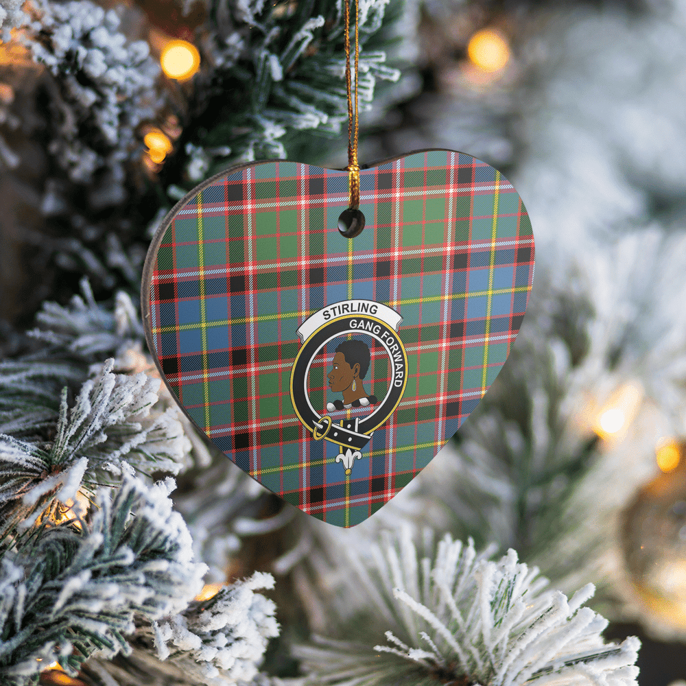 Clan Stirling (of Keir) Tartan Crest Heart Ceramic Ornament JD87 Stirling (of Keir) Tartan Tartan Christmas