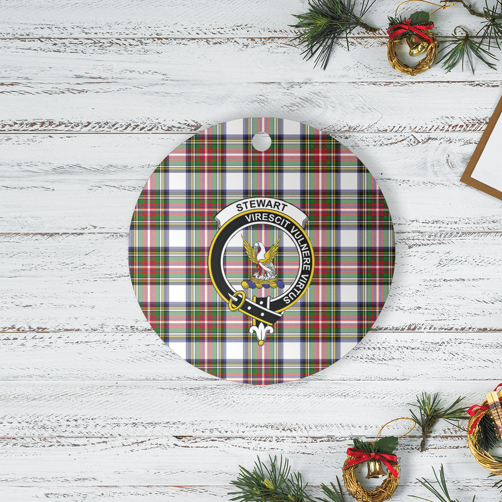 Clan Stewart Dress Modern Tartan Crest Round Ceramic Ornament FC50 Stewart Dress Modern Tartan Tartan Christmas