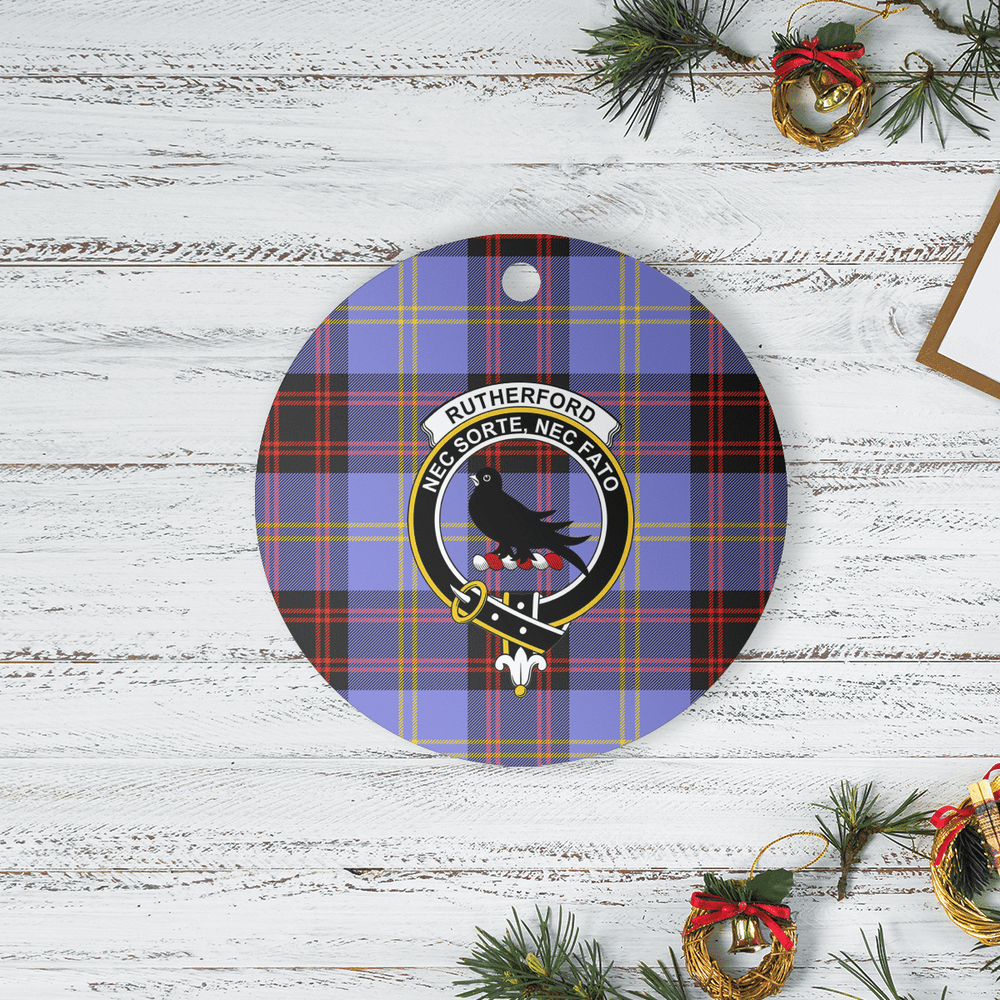 Clan Rutherford Tartan Crest Round Ceramic Ornament ER99 Rutherford Tartan Tartan Christmas