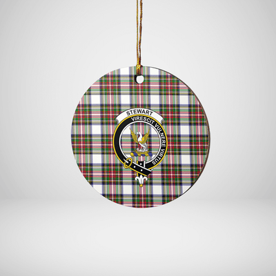 Clan Stewart Dress Modern Tartan Crest Round Ceramic Ornament