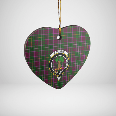 Clan Crosbie Tartan Crest Heart Ceramic Ornament RR44