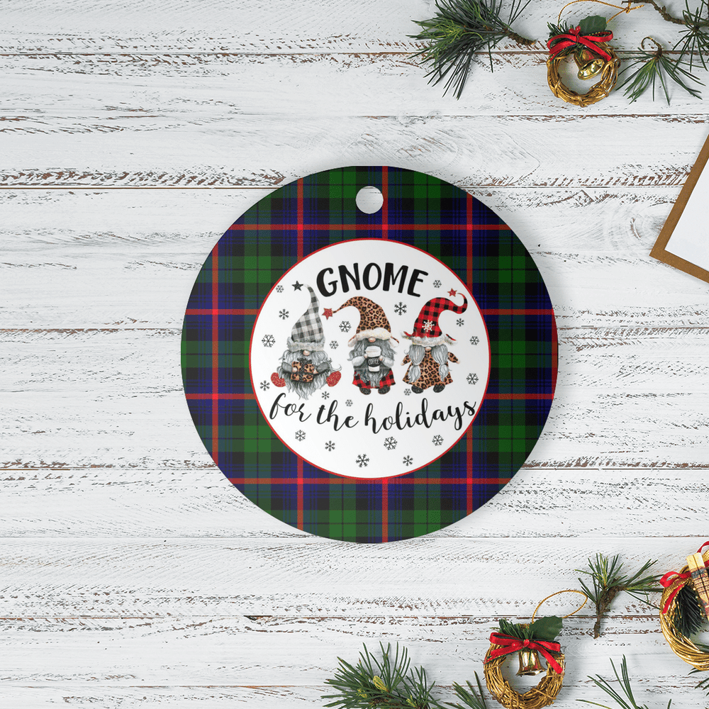 Clan Urquhart Modern Tartan Tartan Crest Gnome Round Ceramic Ornament YW62 Urquhart Modern Tartan Tartan Christmas