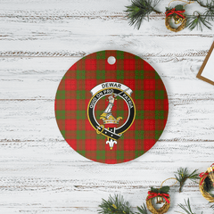 Clan Dewar Tartan Crest Round Ceramic Ornament TZ76 Dewar Tartan Tartan Christmas