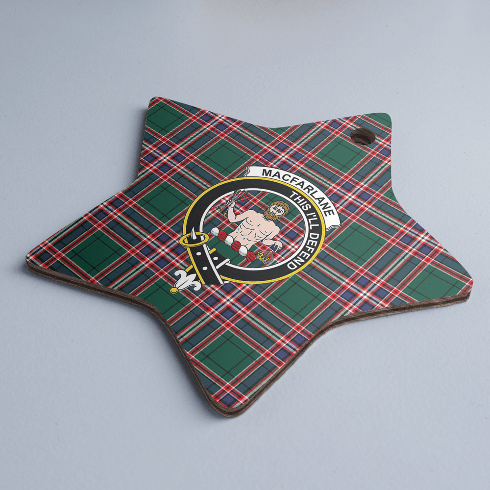 Clan MacFarlane Hunting Modern Tartan Crest Star Ceramic Ornament AA17 MacFarlane Hunting Modern Tartan Tartan Christmas