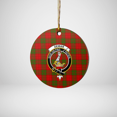 Clan Dewar Tartan Crest Round Ceramic Ornament