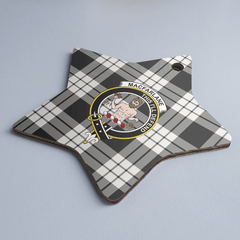 Clan MacFarlane Black & White Ancient Tartan Crest Star Ceramic Ornament WF44 MacFarlane Black & White Ancient Tartan Tartan Christmas