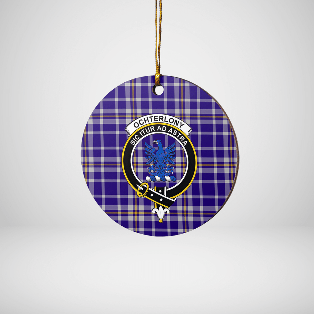 Clan Ochterlony Tartan Crest Round Ceramic Ornament CX91 Ochterlony Tartan Tartan Christmas