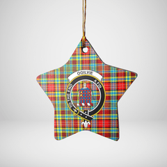 Clan Ogilvie Tartan Crest Star Ceramic Ornament AA39 Ogilvie Tartan Tartan Christmas
