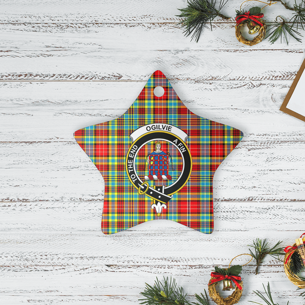Clan Ogilvie Tartan Crest Star Ceramic Ornament AA39 Ogilvie Tartan Tartan Christmas