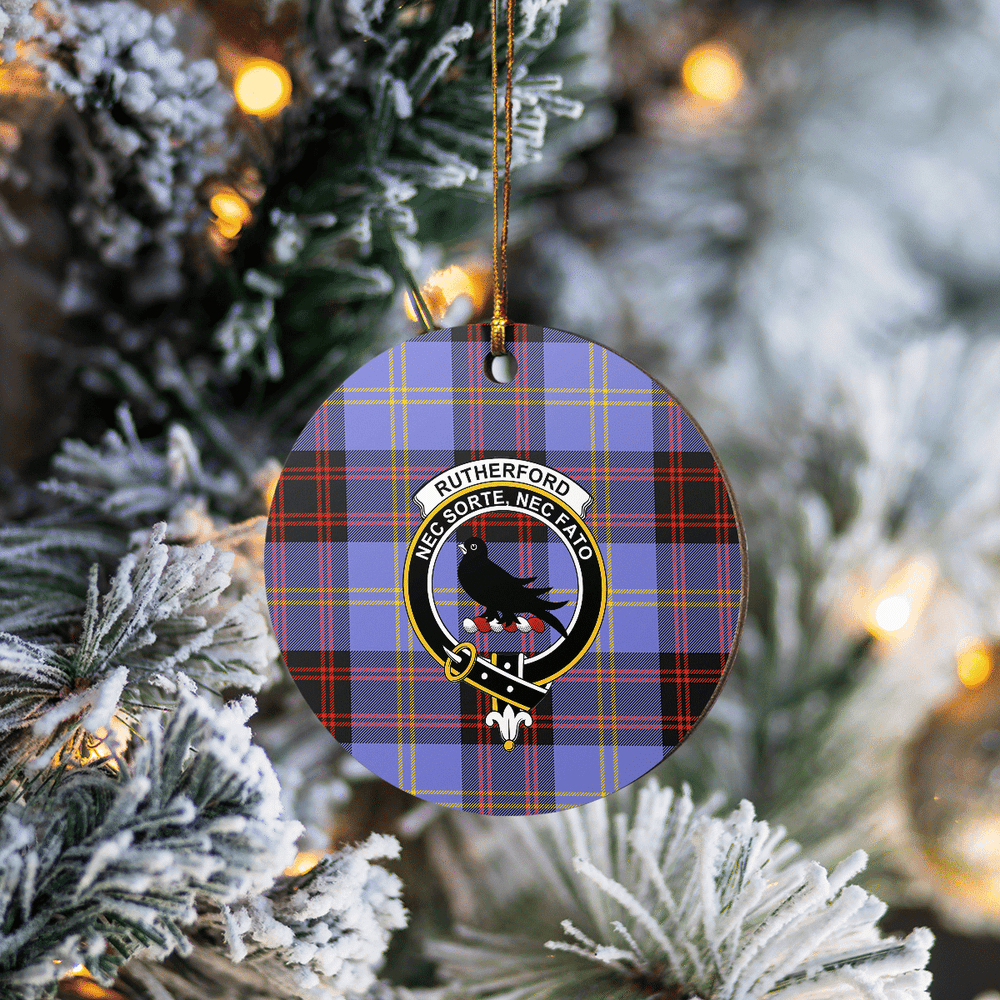 Clan Rutherford Tartan Crest Round Ceramic Ornament ER99 Rutherford Tartan Tartan Christmas