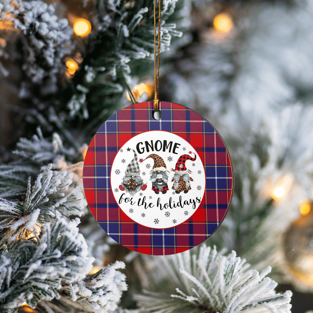 Clan Wishart Dress Tartan Tartan Crest Gnome Round Ceramic Ornament NM18 Wishart Dress Tartan Tartan Christmas