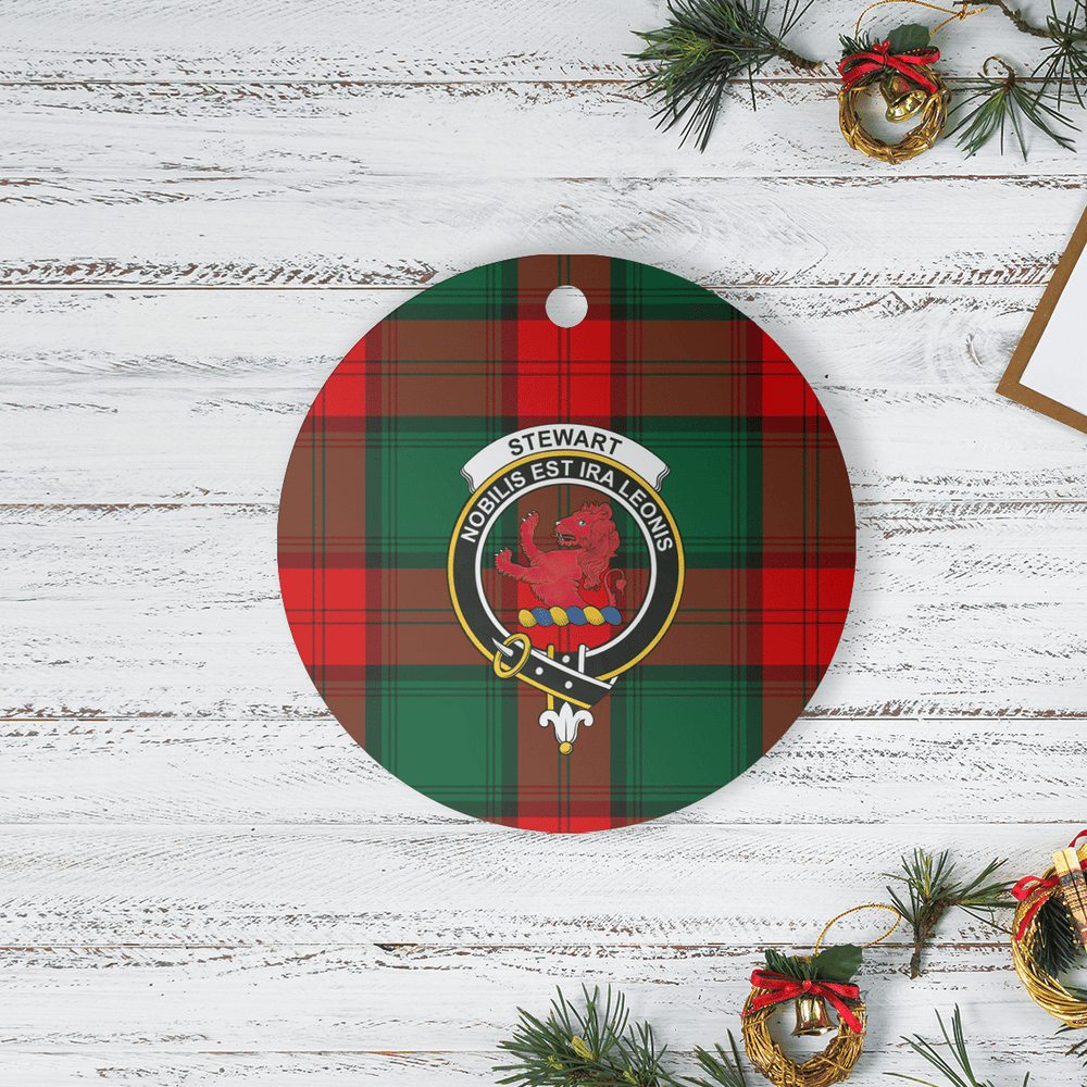 Clan Stewart Atholl Modern Tartan Crest Round Ceramic Ornament EB35 Stewart Atholl Modern Tartan Tartan Christmas
