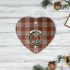 Clan Davidson Dress Dancers Tartan Crest Heart Ceramic Ornament FE25 Davidson Dress Dancers Tartan Tartan Christmas