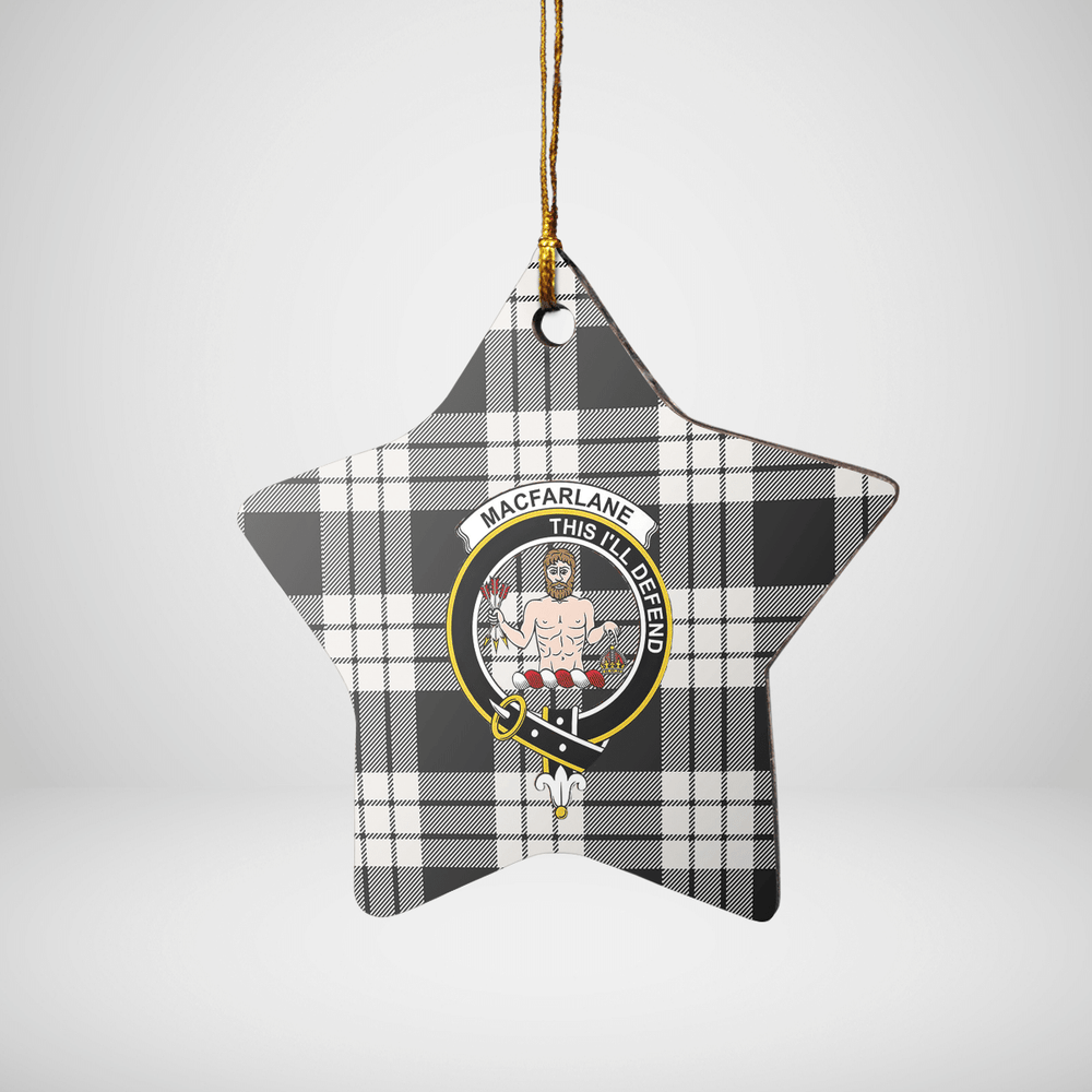 Clan MacFarlane Black & White Ancient Tartan Crest Star Ceramic Ornament WF44 MacFarlane Black & White Ancient Tartan Tartan Christmas