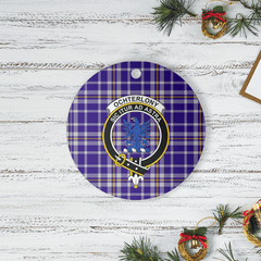 Clan Ochterlony Tartan Crest Round Ceramic Ornament CX91 Ochterlony Tartan Tartan Christmas