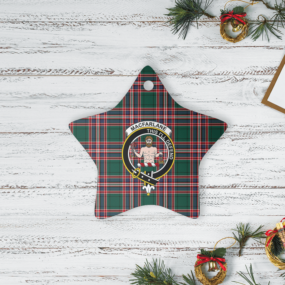 Clan MacFarlane Hunting Modern Tartan Crest Star Ceramic Ornament AA17 MacFarlane Hunting Modern Tartan Tartan Christmas