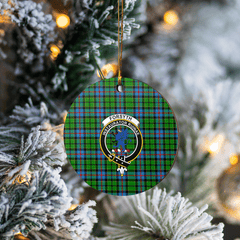 Clan Forsyth Tartan Crest Round Ceramic Ornament SZ87 Forsyth Tartan Tartan Christmas