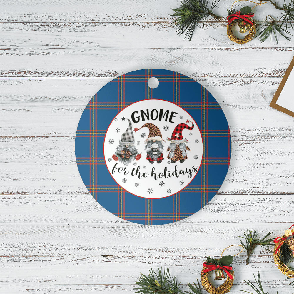 Clan MacLaine of Loch Buie Hunting Ancient Tartan Tartan Crest Gnome Round Ceramic Ornament IP33 MacLaine of Loch Buie Hunting Ancient Tartan Tartan Christmas