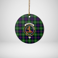 Clan Sutherland Modern Tartan Crest Round Ceramic Ornament JD32 Sutherland Modern Tartan Tartan Christmas