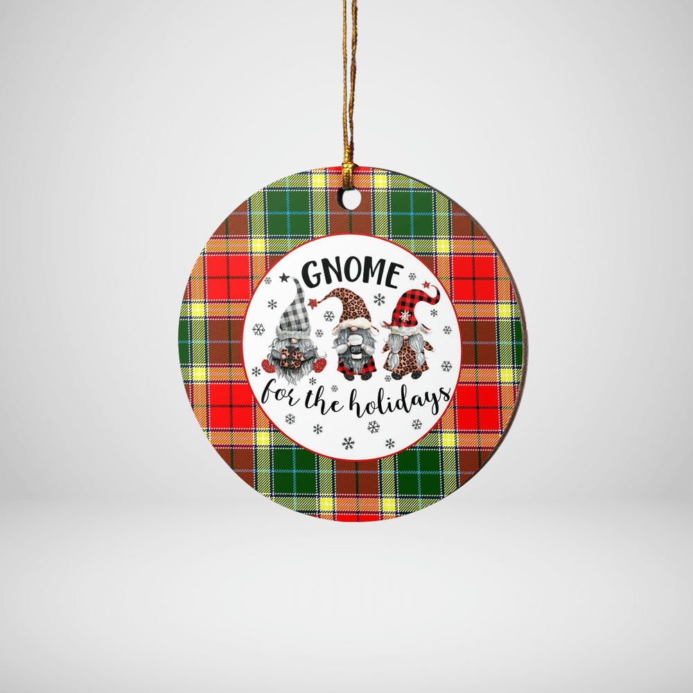 Clan Gibbs Tartan Tartan Crest Gnome Round Ceramic Ornament WX49 Gibbs Tartan Tartan Christmas