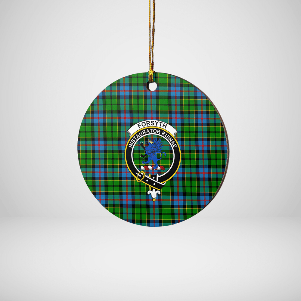 Clan Forsyth Tartan Crest Round Ceramic Ornament SZ87 Forsyth Tartan Tartan Christmas