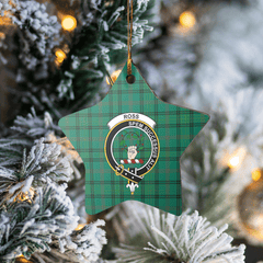 Clan Ross Hunting Ancient Tartan Crest Star Ceramic Ornament RB15 Ross Hunting Ancient Tartan Tartan Christmas