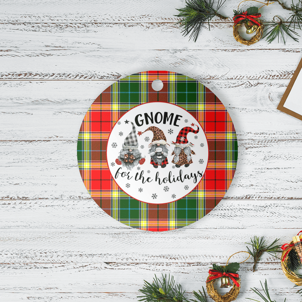 Clan Gibbs Tartan Tartan Crest Gnome Round Ceramic Ornament WX49 Gibbs Tartan Tartan Christmas