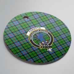 Clan Forsyth Tartan Crest Round Ceramic Ornament SZ87 Forsyth Tartan Tartan Christmas