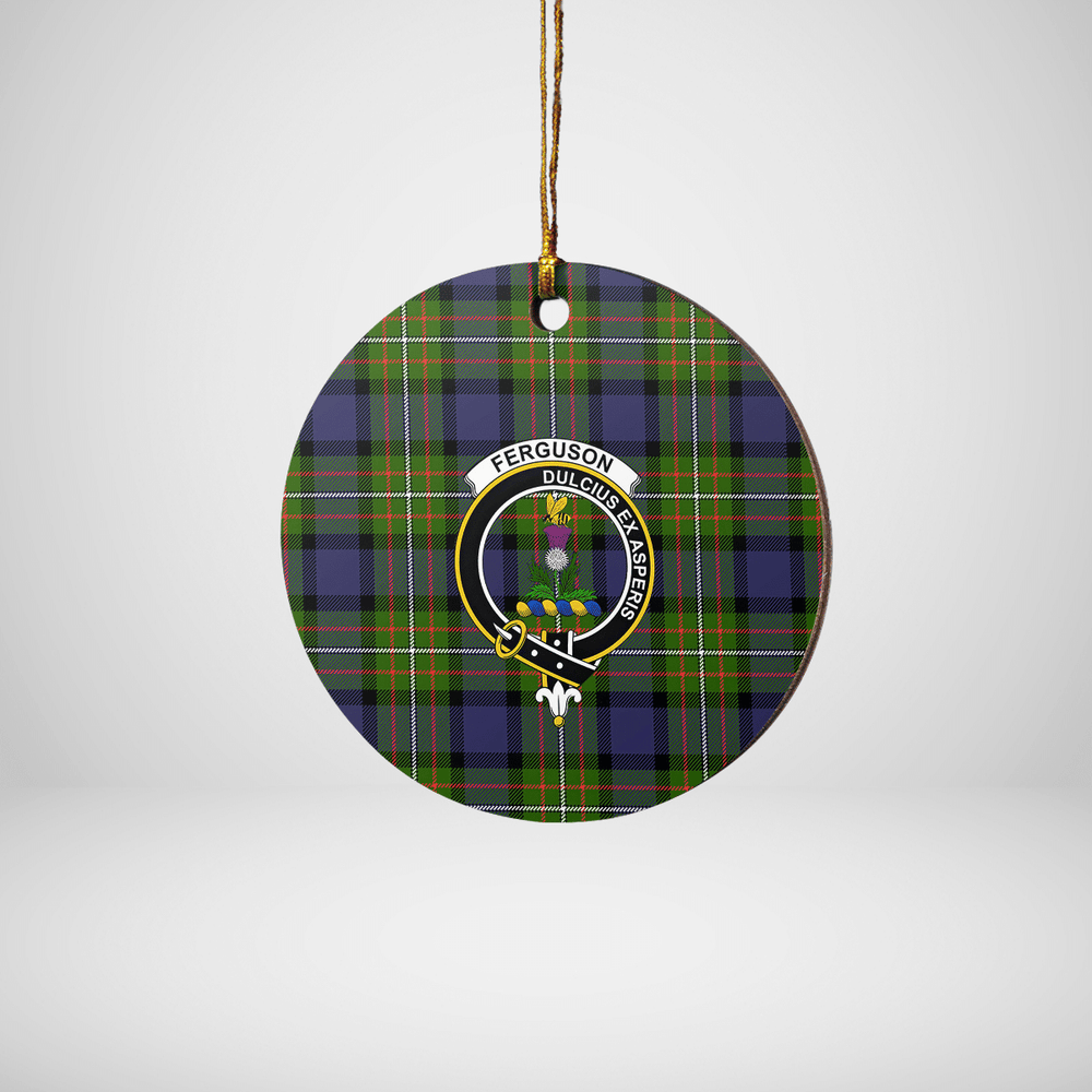 Clan Fergusson Modern Tartan Crest Round Ceramic Ornament WJ54 Fergusson Modern Tartan Tartan Christmas