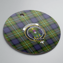 Clan Fergusson Modern Tartan Crest Round Ceramic Ornament WJ54 Fergusson Modern Tartan Tartan Christmas