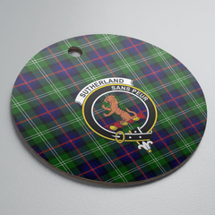 Clan Sutherland Modern Tartan Crest Round Ceramic Ornament JD32 Sutherland Modern Tartan Tartan Christmas