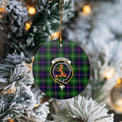Clan Sutherland Modern Tartan Crest Round Ceramic Ornament JD32 Sutherland Modern Tartan Tartan Christmas