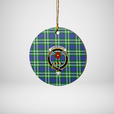 Clan Learmonth Tartan Crest Round Ceramic Ornament