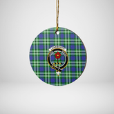 Clan Learmonth Tartan Crest Round Ceramic Ornament BD46 Learmonth Tartan Tartan Christmas