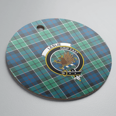 Clan Leslie Hunting Ancient Tartan Crest Round Ceramic Ornament CK71 Leslie Hunting Ancient Tartan Tartan Christmas