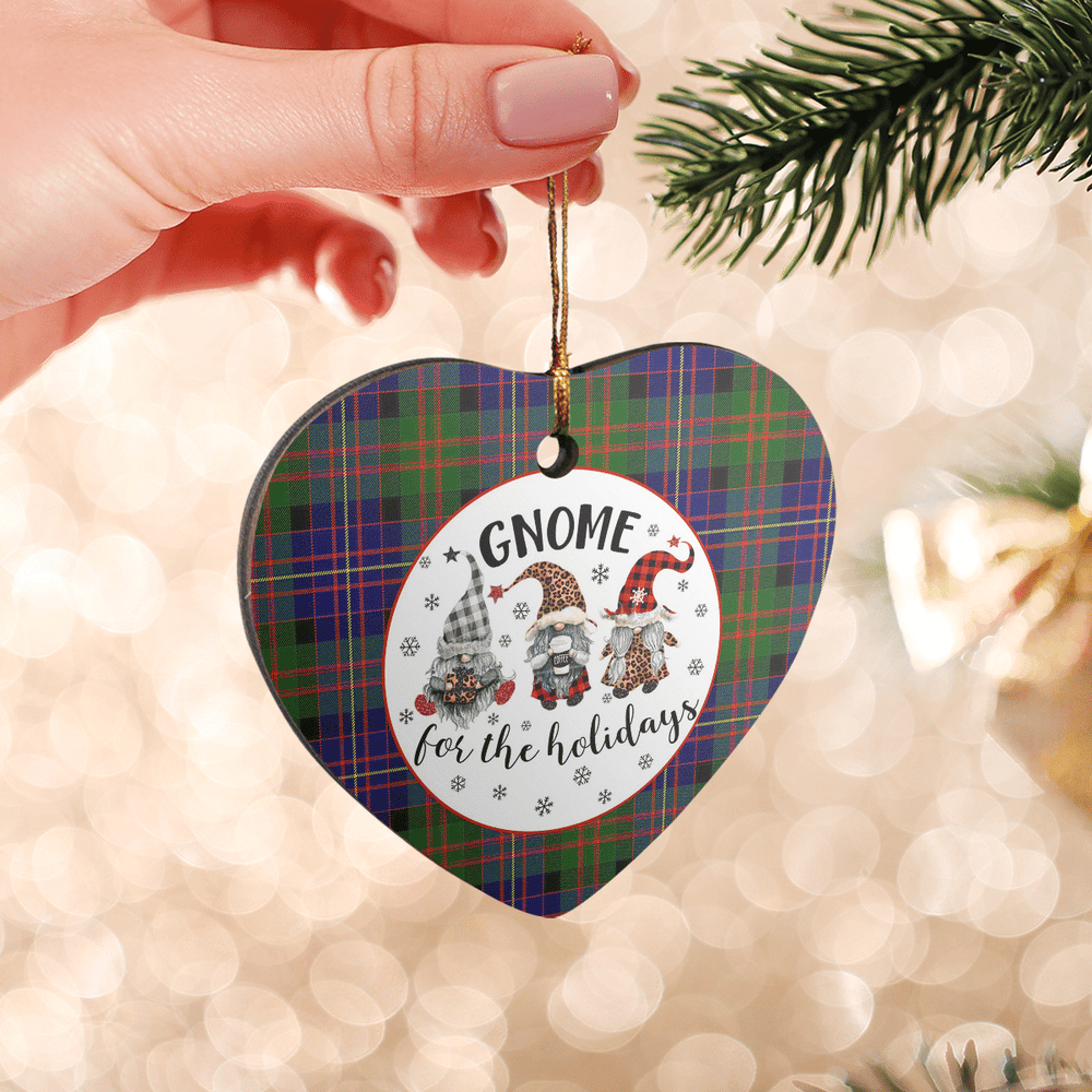Clan Chalmer Tartan Tartan Crest Gnome Heart Ceramic Ornament QI52 Chalmer Tartan Tartan Christmas