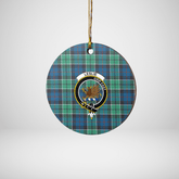 Clan Leslie Hunting Ancient Tartan Crest Round Ceramic Ornament CK71 Leslie Hunting Ancient Tartan Tartan Christmas