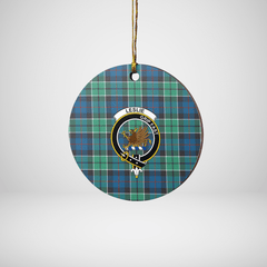 Clan Leslie Hunting Ancient Tartan Crest Round Ceramic Ornament CK71 Leslie Hunting Ancient Tartan Tartan Christmas