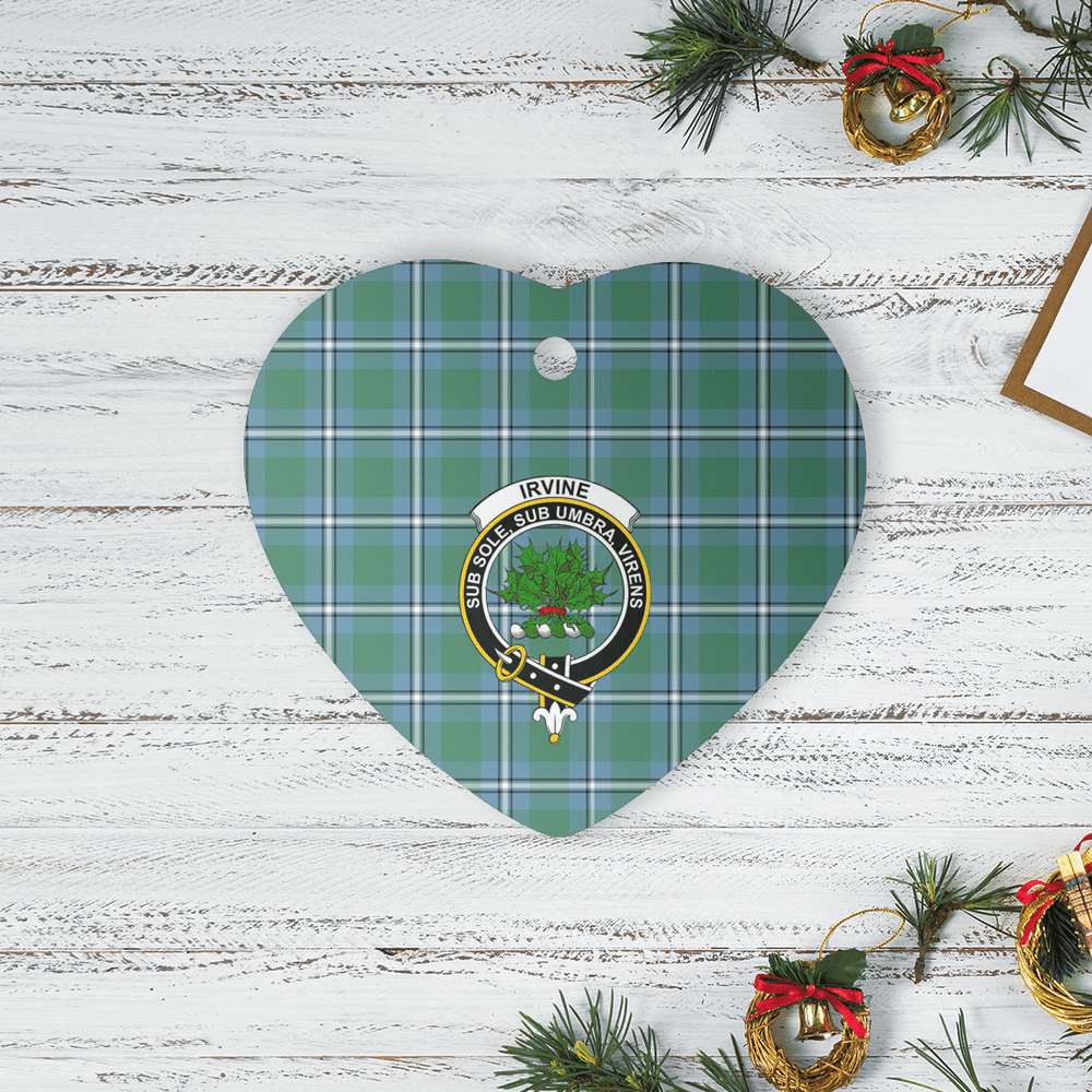 Clan Irvine Tartan Crest Heart Ceramic Ornament BZ41 Irvine Tartan Tartan Christmas