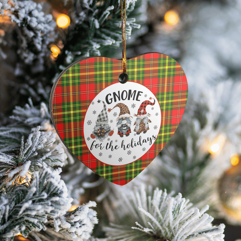 Clan Leask Tartan Tartan Crest Gnome Heart Ceramic Ornament JV74 Leask Tartan Tartan Christmas