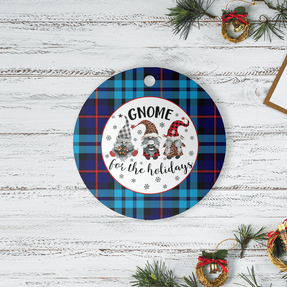 Clan MacCorquodale Tartan Tartan Crest Gnome Round Ceramic Ornament EP48 MacCorquodale Tartan Tartan Christmas